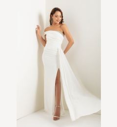 Снимка на Lafaba Women's White One-Shoulder Stone Long Evening Dress
