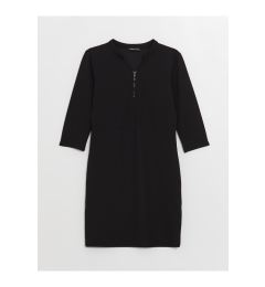 Снимка на LC Уайкики жените екипажа врата прав дълъг ръкав рокля