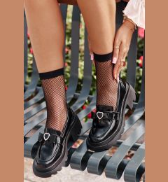 Снимка на Leather Women's Moccasins With Bow And Heart D&A Black