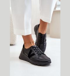 Снимка на Leather women's sports shoes Vinceza black
