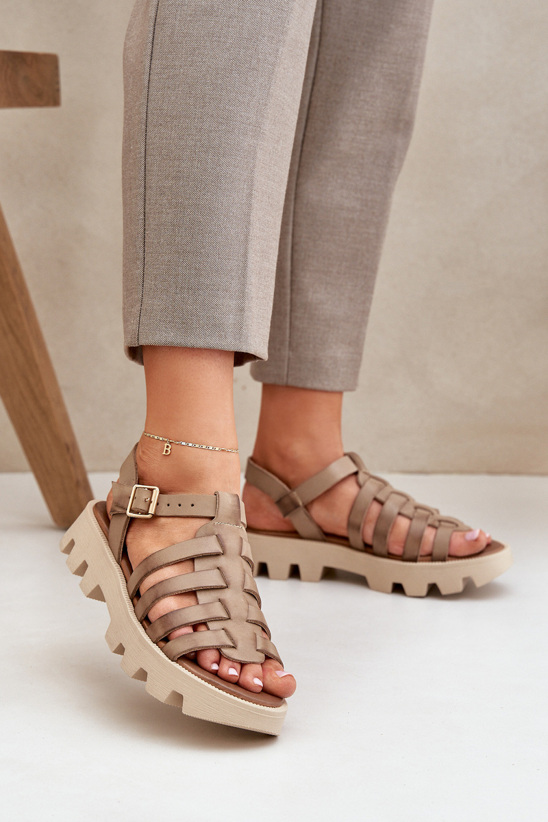 Снимка на Lewski Shoes Дамски кожени сандали Зазу 3695 бежови