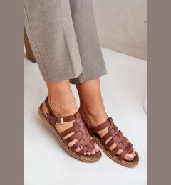 Снимка на Lewski Shoes Кожени сандали на равна подметка кафяви Зазу 3686