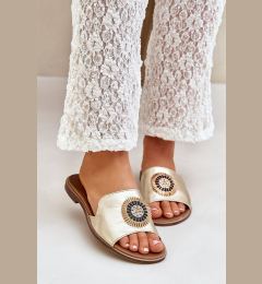 Снимка на Lewski Shoes Кожени Сандали С Декорация На Плосък Ток Zazoo