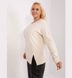 Снимка на Light beige women's plus size blouse with a round neckline