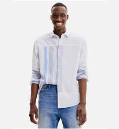Снимка на Light blue men's striped shirt Desigual Bernard - Men