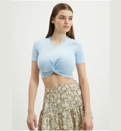 Снимка на Light blue womens cropped T-shirt with knot Noisy May Twiggi - Women