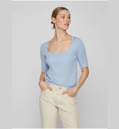 Снимка на Light blue women's ribbed T-shirt VILA Lana - Women
