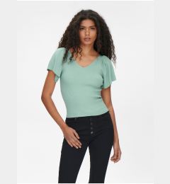 Снимка на Light green women's ribbed T-shirt ONLY Leelo - Women's