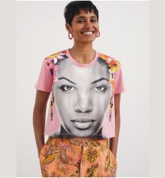 Снимка на Light pink women's T-shirt Desigual Face - Women's