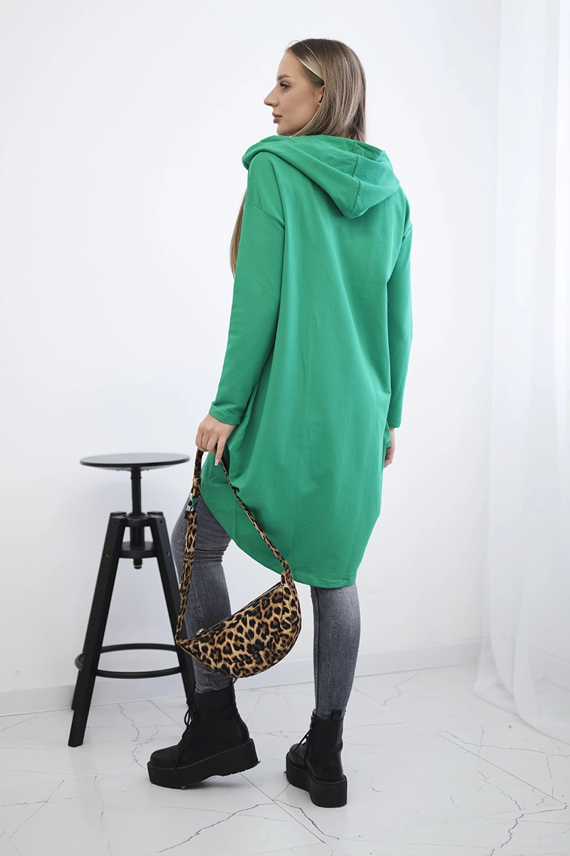 Снимка на Long back sweatshirt with hood light green