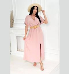 Снимка на Long dress with decorative belt powder pink