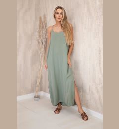 Снимка на Long dress with straps light khaki