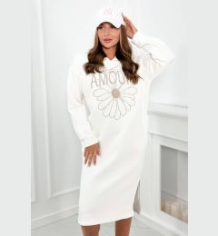 Снимка на Long insulated dress with ecru embroidery