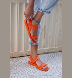Снимка на Madamra Women's Orange Drawstring Sandals