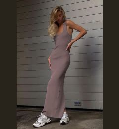 Снимка на Madmext Mink Square Collar Long Slit Dress