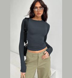 Снимка на Madmext Smoky Crew Neck Basic Long Sleeve Body