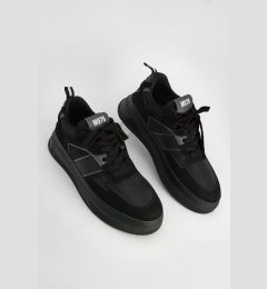 Снимка на Marjin Men's Sneakers Thick Sole Lace-Up Sneakers Vetur Black.
