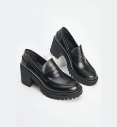Снимка на Marjin Women's Loafers Thick Heeled Casual Shoes Zumes Black.