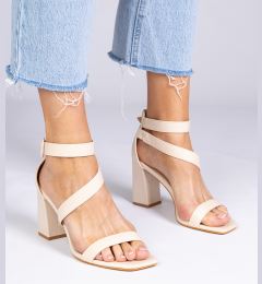 Снимка на marka niezdefiniowana Beige block heel sandals with buckle Runaz