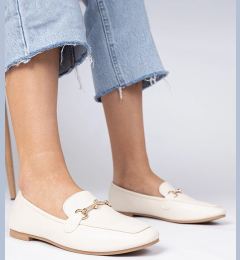 Снимка на marka niezdefiniowana Beige elegant moccasins with gold decoration and rhinestones Kalisa