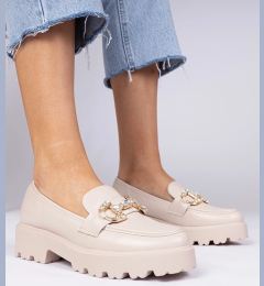 Снимка на marka niezdefiniowana Beige elegant moccasins with rhinestones Zelda