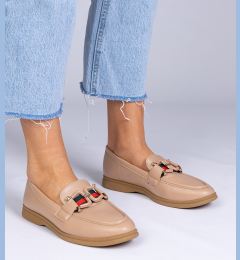 Снимка на marka niezdefiniowana Beige faux leather loafers with decoration Kalenda