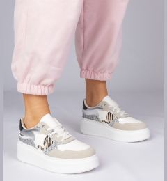 Снимка на marka niezdefiniowana Beige glitter sneakers with animal print Bertula