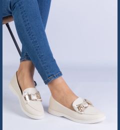 Снимка на marka niezdefiniowana Beige loafers decorated with a bow and a gold teddy bear Nensi