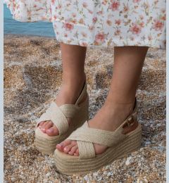 Снимка на marka niezdefiniowana Beige platform espadrille sandals with straps Olisa