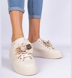 Снимка на marka niezdefiniowana Beige sneakers decorated with a bow and gold teddy Karinka
