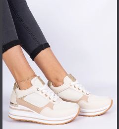 Снимка на marka niezdefiniowana Beige sneakers decorated with glitter and a metal insert Olaria