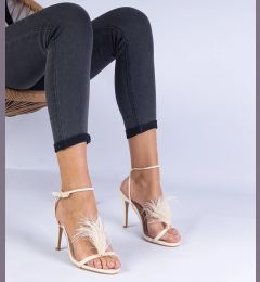 Снимка на marka niezdefiniowana Beige stiletto sandals with feathers Arisat
