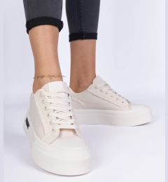 Снимка на marka niezdefiniowana Beige women's canvas sneakers on a platform Verinos