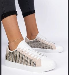 Снимка на marka niezdefiniowana Beige women's fabric sneakers Bellisio