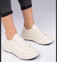 Снимка на marka niezdefiniowana Beige women's fabric sneakers Katerin