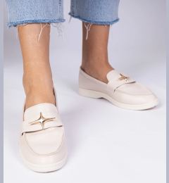 Снимка на marka niezdefiniowana Beige women's moccasins with gold decoration Senna