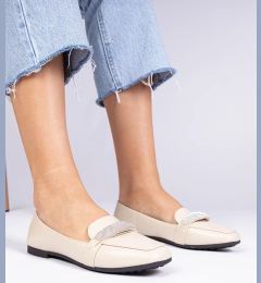 Снимка на marka niezdefiniowana Beige women's moccasins with rhinestones Kaletta