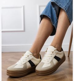 Снимка на marka niezdefiniowana Beige women's platform sneakers Serila