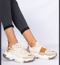 Снимка на marka niezdefiniowana Beige women's sneakers with a sock-like upper Milada