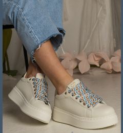 Снимка на marka niezdefiniowana Beige women's sneakers with chunky lacing Kessa