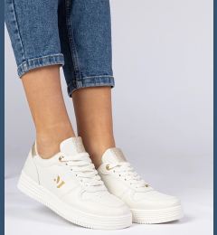 Снимка на marka niezdefiniowana Beige women's sneakers with gold glitter Emilia