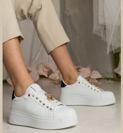 Снимка на marka niezdefiniowana Black-and-white women's sneakers decorated with stones Sarena