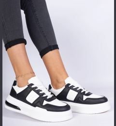 Снимка на marka niezdefiniowana Black-and-white women's sneakers with a thick sole Rossio