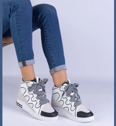 Снимка на marka niezdefiniowana Black and white women's sneakers with thick laces Gralina
