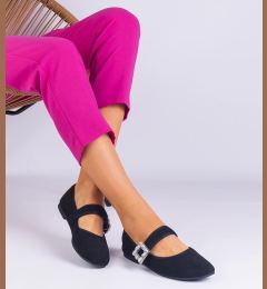 Снимка на marka niezdefiniowana Black ballet flats adorned with a crystal buckle Demetra