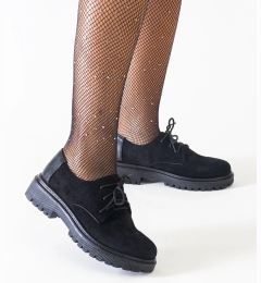 Снимка на marka niezdefiniowana Black casual lace-up eco-suede shoes Kalila