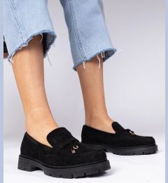 Снимка на marka niezdefiniowana Black elegant faux-suede moccasins with decoration Marsella