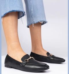 Снимка на marka niezdefiniowana Black elegant moccasins with gold decoration and rhinestones Kalisa