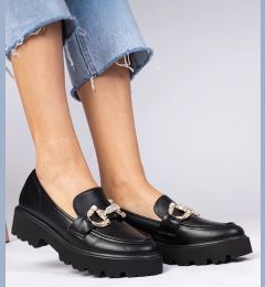 Снимка на marka niezdefiniowana Black elegant moccasins with rhinestones Zelda