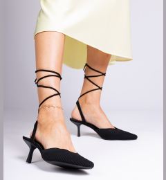 Снимка на marka niezdefiniowana Black fabric pumps on a heel with an open heel Palman